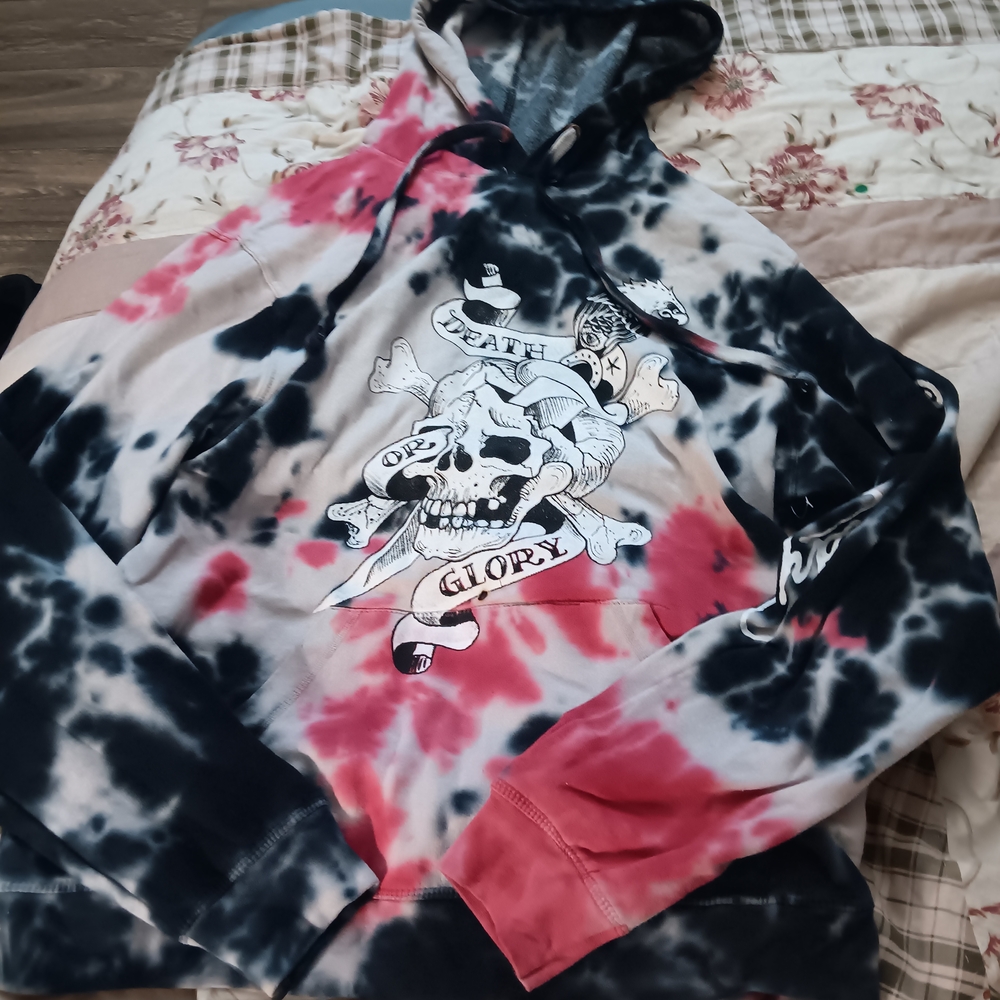 Ed Hardy Black and Red Tie-Dye Hoodie